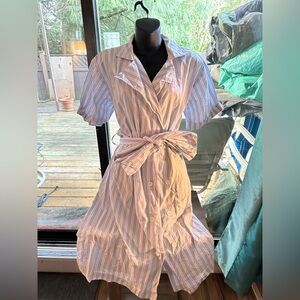Joe Fresh striped dress with tie belt and pockets